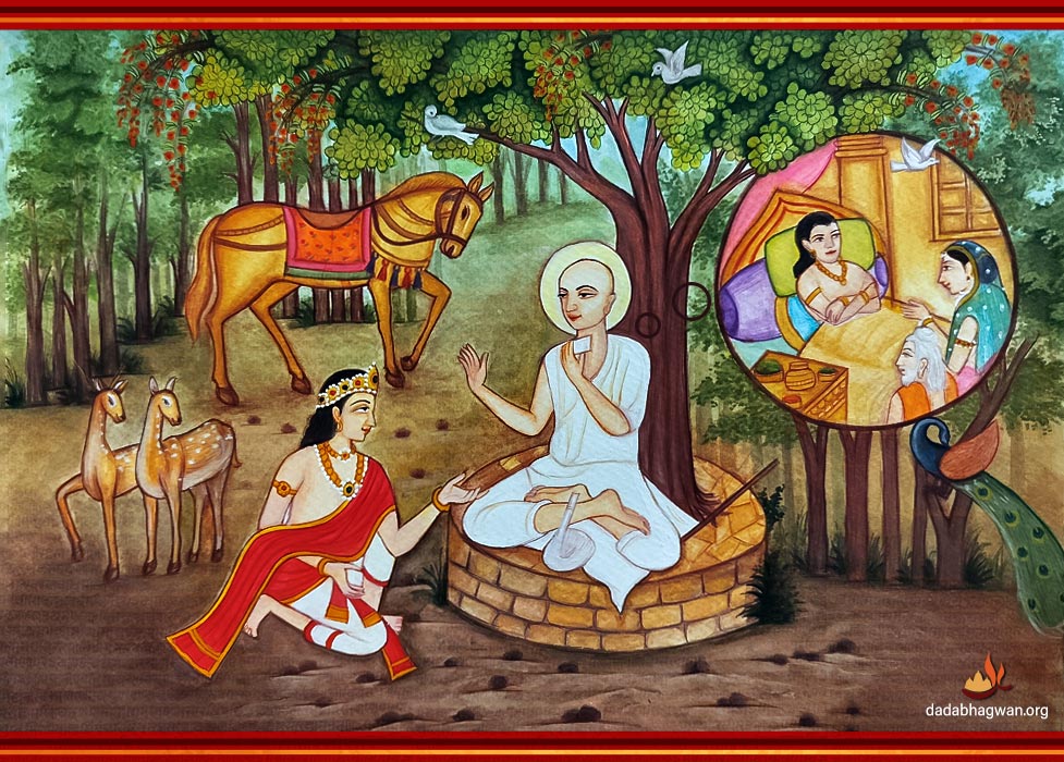 Story scene depicted in Jain art